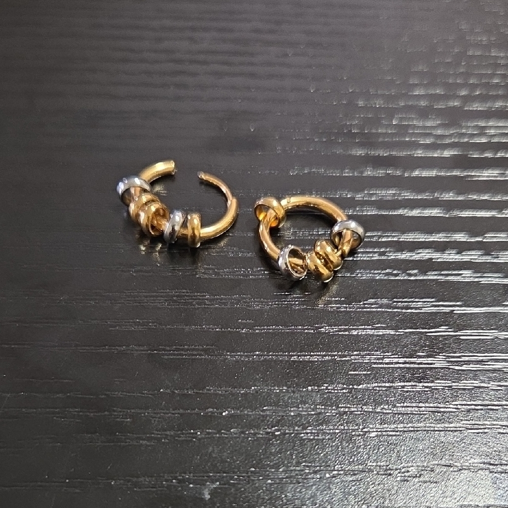 Tarnish Free 18K Gold Plated Circle Links Hoop Earrings